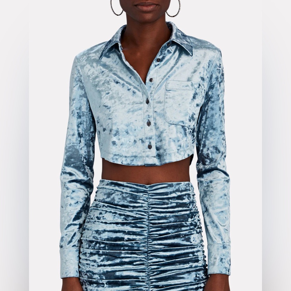 NWT!! BACKGROUNDE NYC 
Kat Cropped Crushed-Velvet 
Size: P (XS) 
INTERMIX